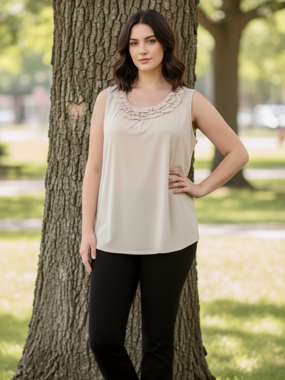 Elle Sleeveless Cream Top